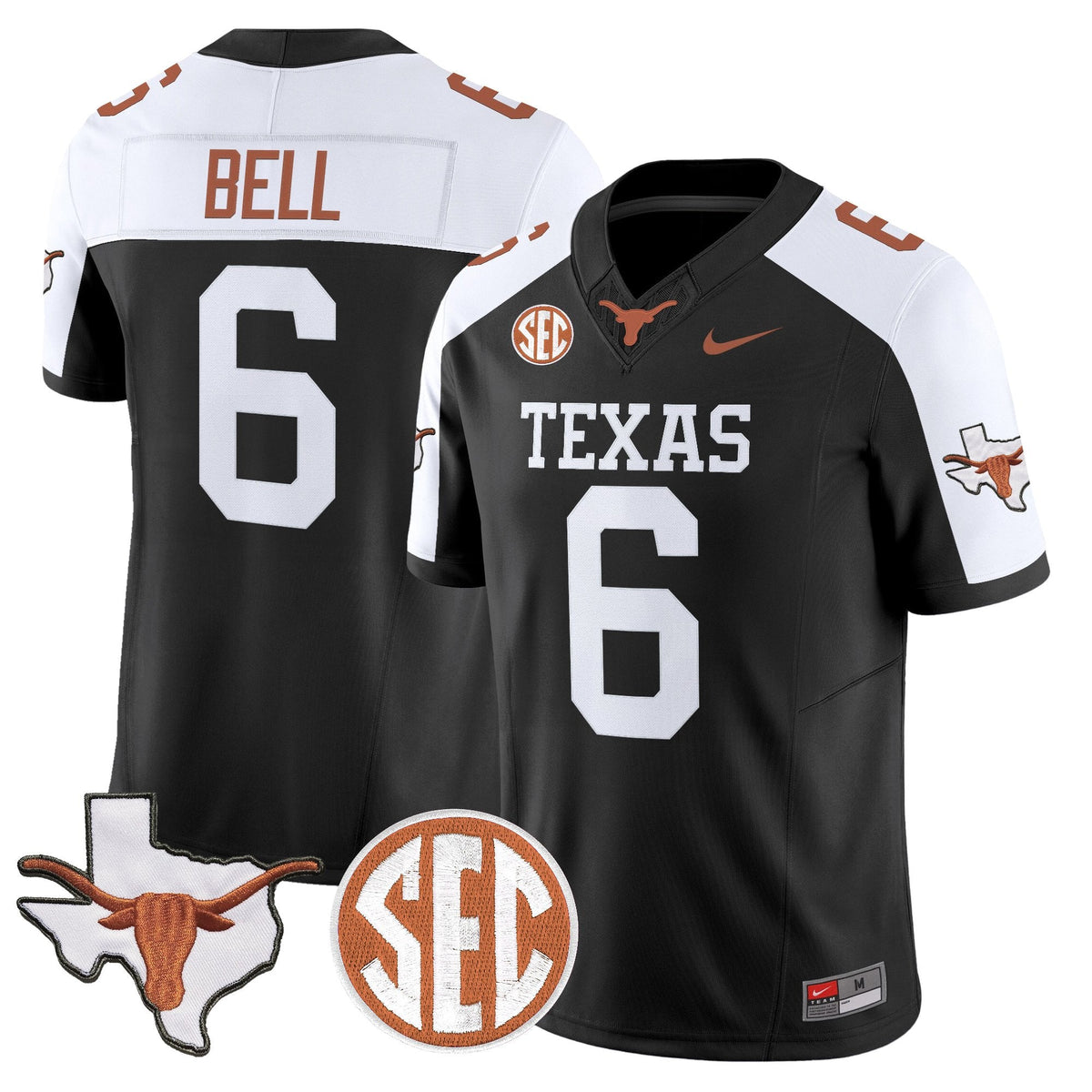 Texas Longhorns 2026 State Map & SEC Patch Vapor Limited Jersey - All Stitched
