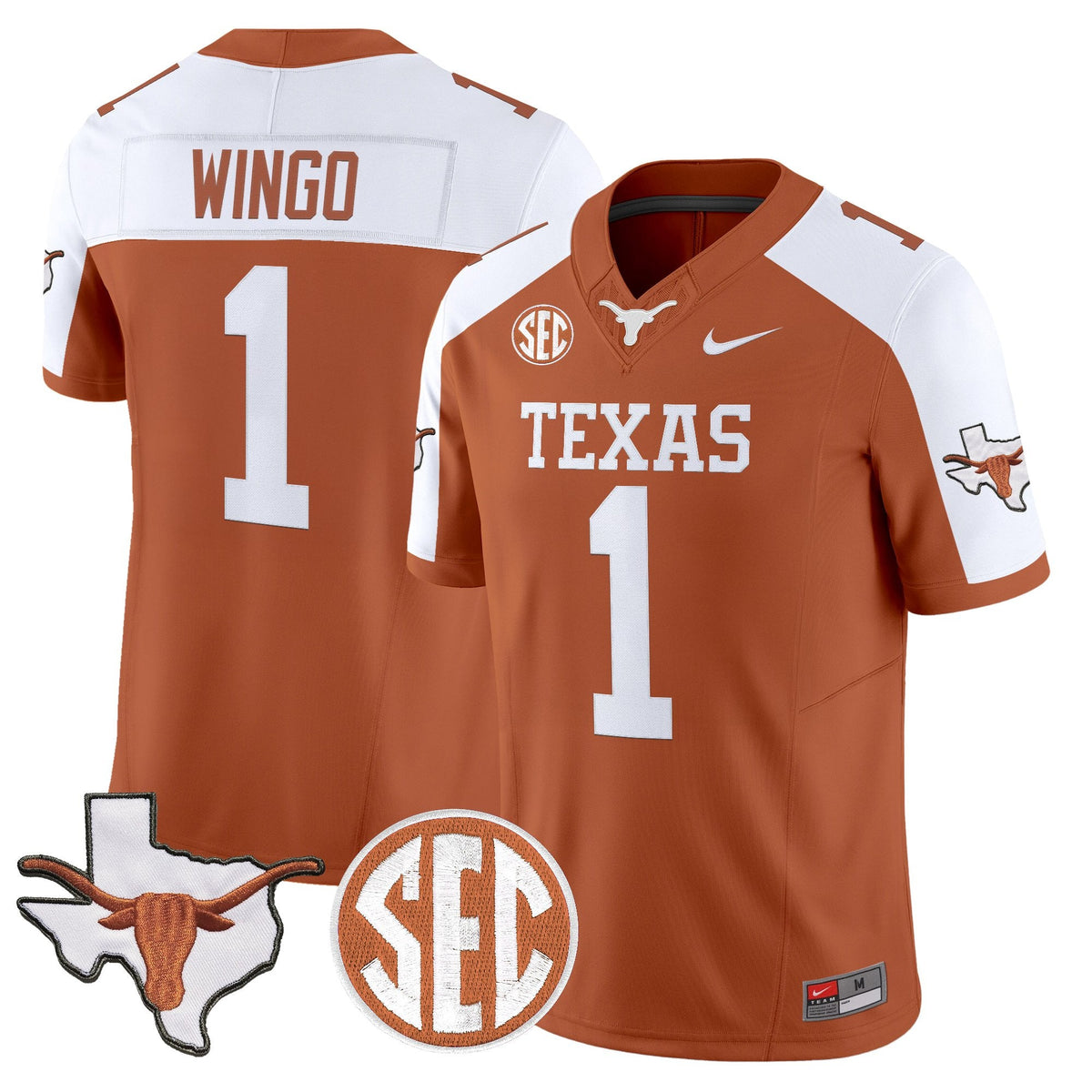 Texas Longhorns 2026 State Map & SEC Patch Vapor Limited Jersey - All Stitched
