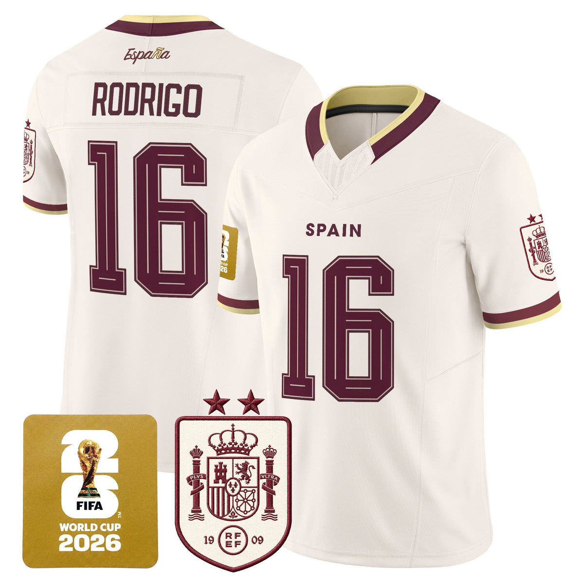 Spain 2026 World Cup Vapor Football Jersey - 2-Star World Champions - All Stitched