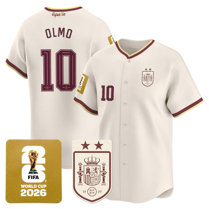  Spain 2026 World Cup Vapor Baseball Jersey - 2-Star World Champions - Stitched