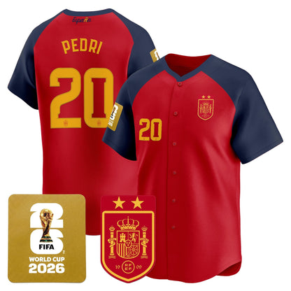 Spain 2026 World Cup Vapor Baseball Jersey - 2-Star World Champions - Stitched