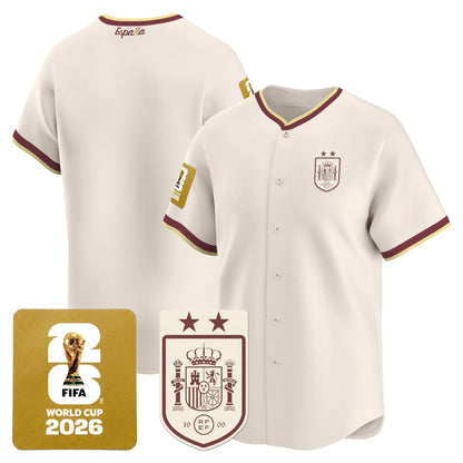  Spain 2026 World Cup Vapor Baseball Jersey - 2-Star World Champions - Stitched