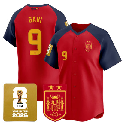  Spain 2026 World Cup Vapor Baseball Jersey - 2-Star World Champions - Stitched