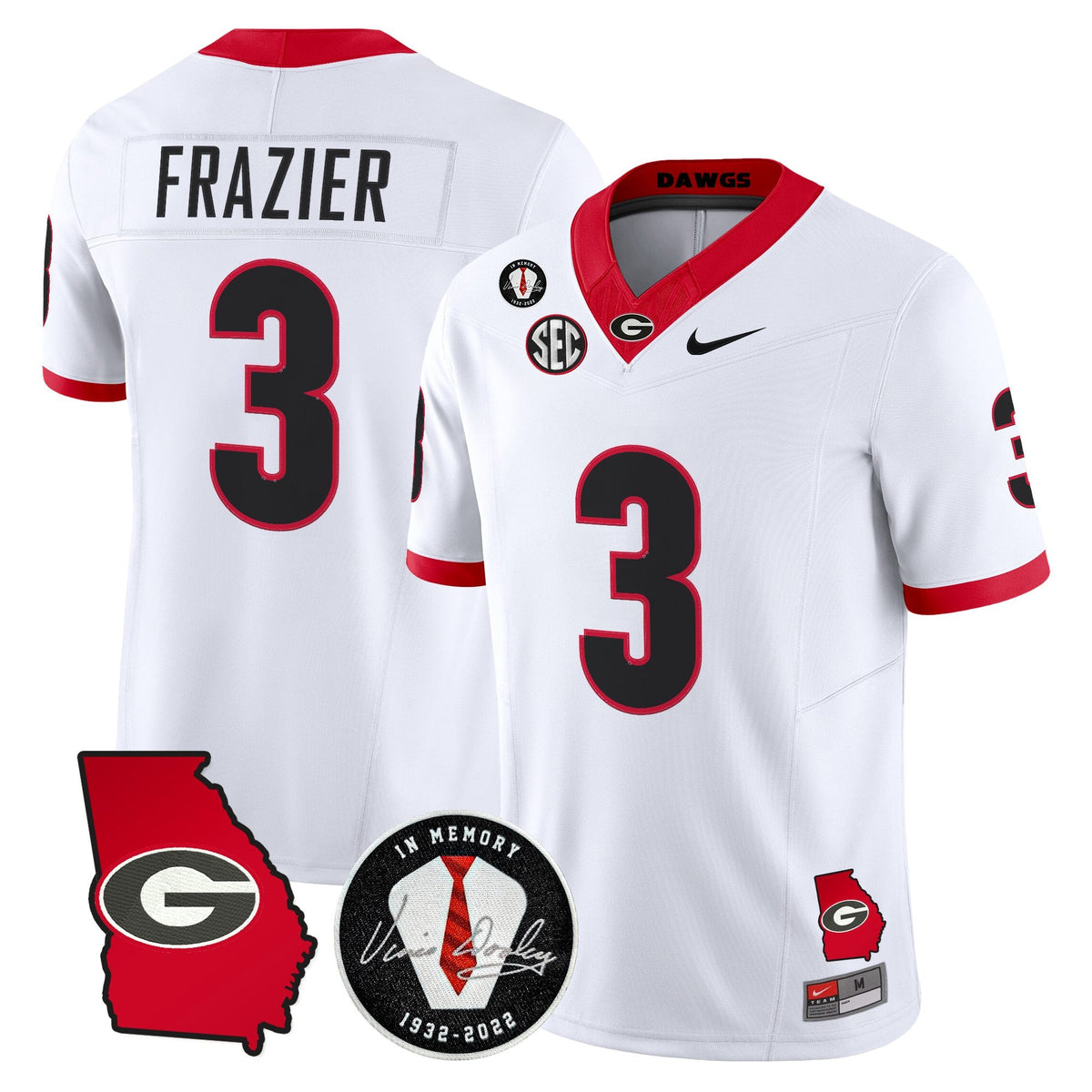 Georgia Bulldogs 2026 Georgia Map & Vince Dooley Patch Vapor Limited Jersey - Stitched