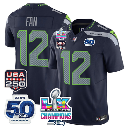 SEA S.Bowl LX & 50th Patch Champions Vapor Limited Jersey - Stitched -DMQ