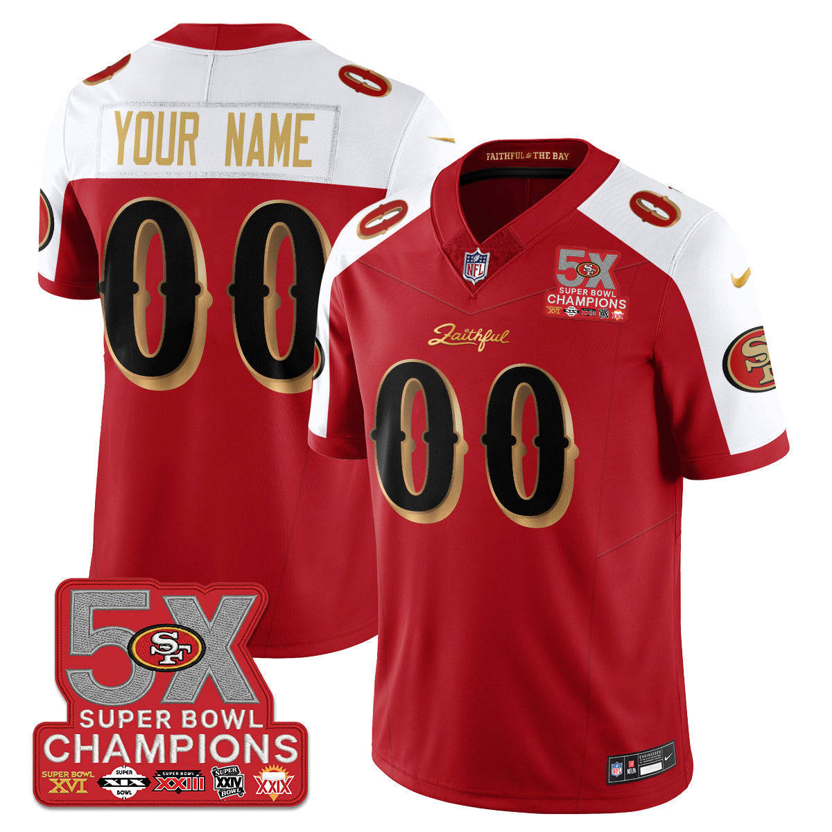 Custom SF Rivalries 5-Time Champions Patch Vapor Limited Jersey - Stitched