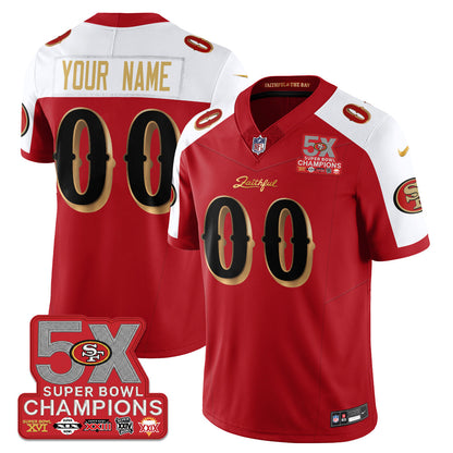 Custom SF Rivalries 5-Time Champions Patch Vapor Limited Jersey - Stitched