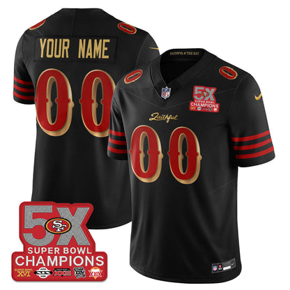 Custom SF Rivalries 5-Time Champions Patch Vapor Limited Jersey - Stitched