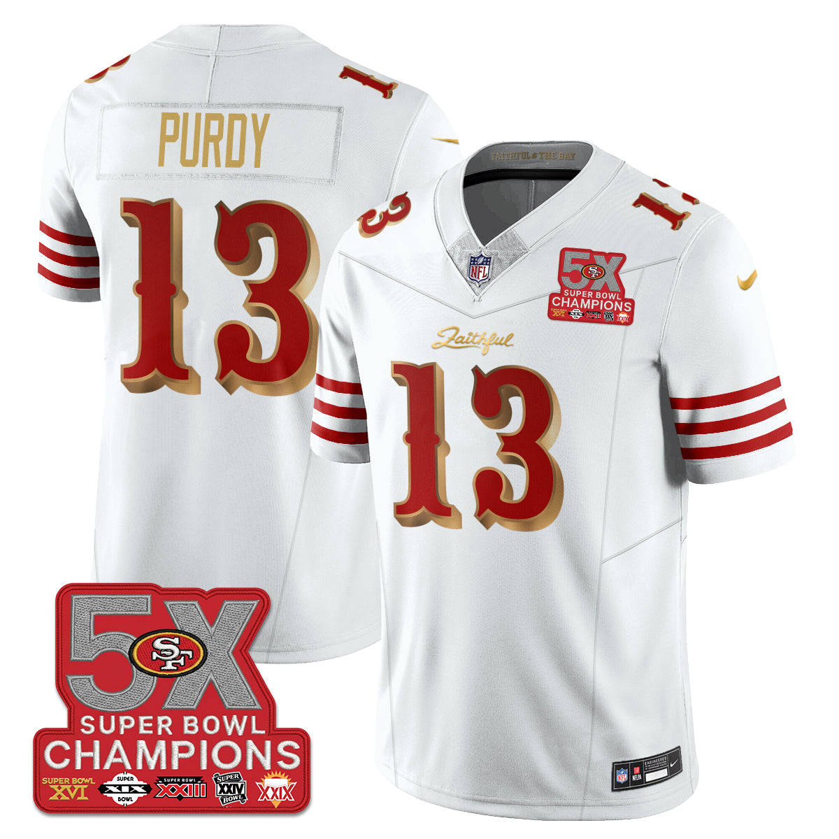 SF Rivalries 5-Time Champions Patch Vapor Limited Jersey - Stitched