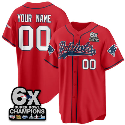 Custom NE 6-Time Champions Patch Vapor Baseball Jersey - Stitched