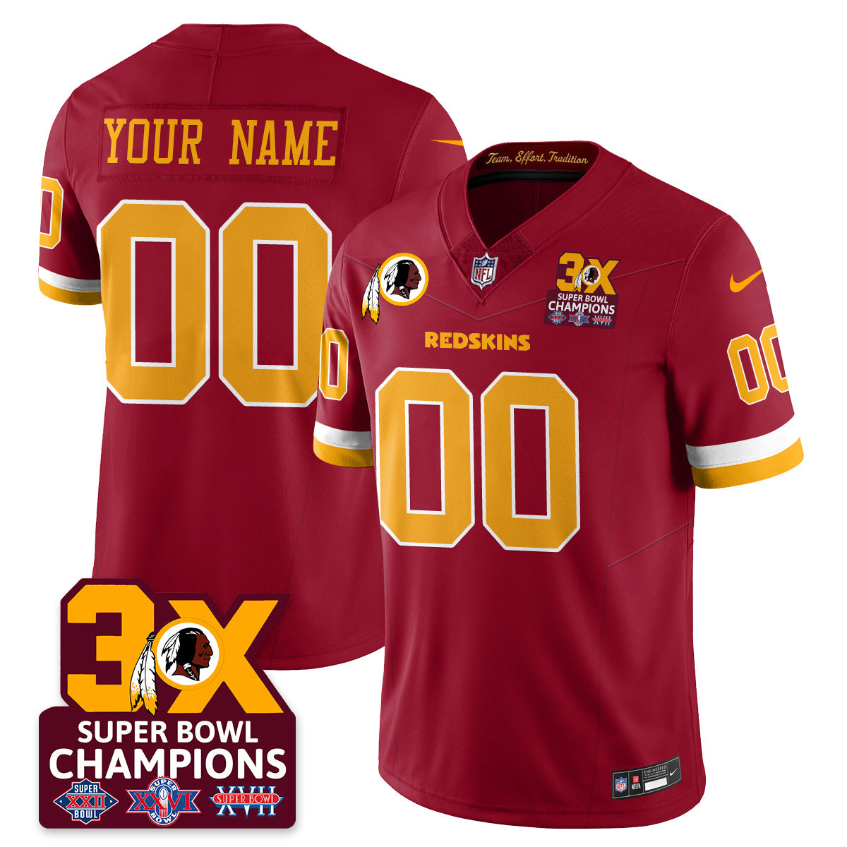 WAS 3-Time Champions Patch Vapor Limited Jersey - Stitched