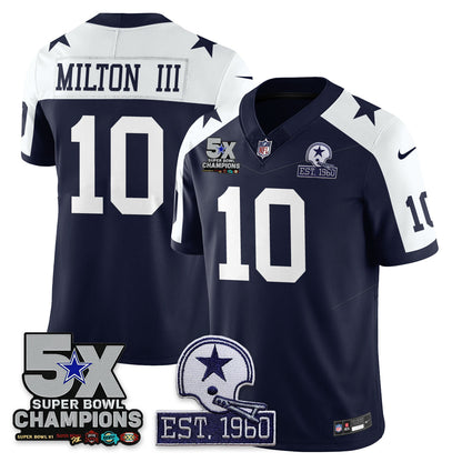 DAL 5-Time Champions Patch Vapor Limited Jersey - Stitched