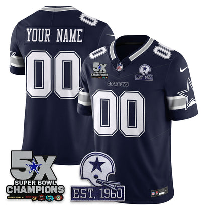 DAL 5-Time Champions Patch Vapor Limited Custom Jersey - Stitched
