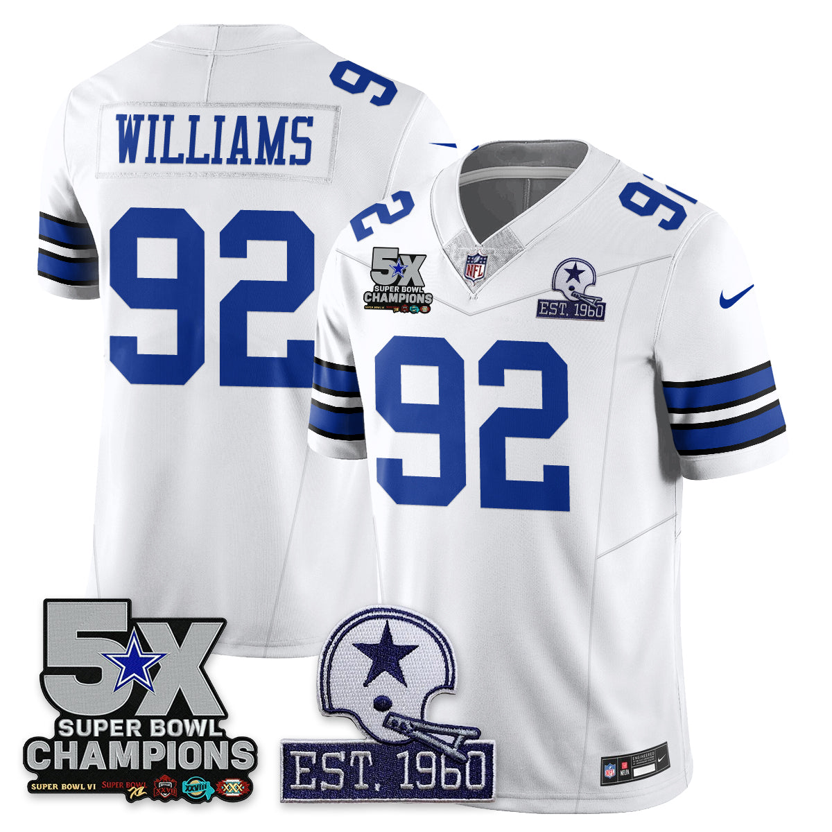 DAL 5-Time Champions Patch Vapor Limited Jersey - Stitched