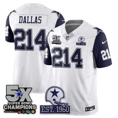 DAL 5-Time Champions Patch Vapor Limited Jersey - Stitched