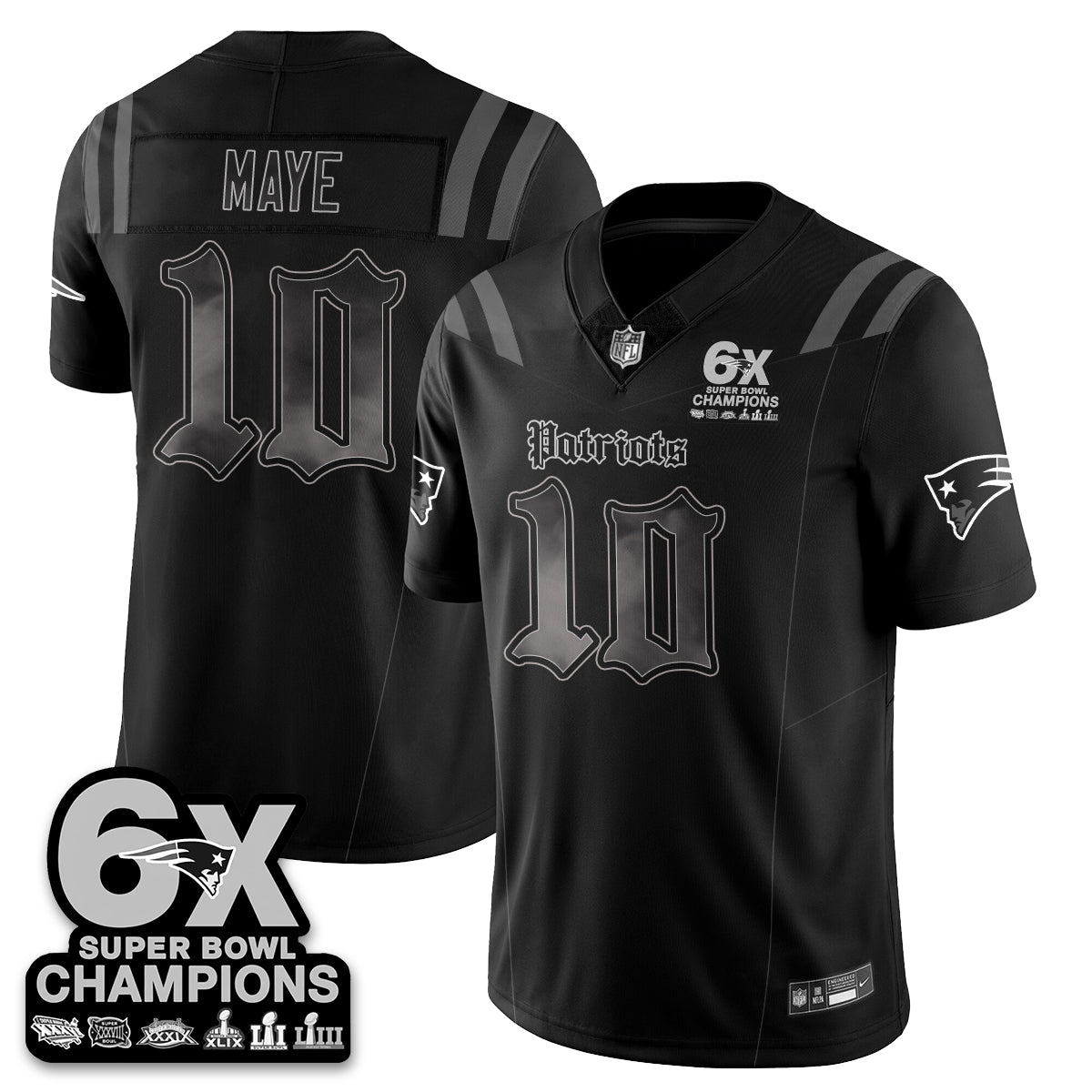 NE 'Dark Gothic' Vapor Limited Jersey - 6-Time Champions - Stitched