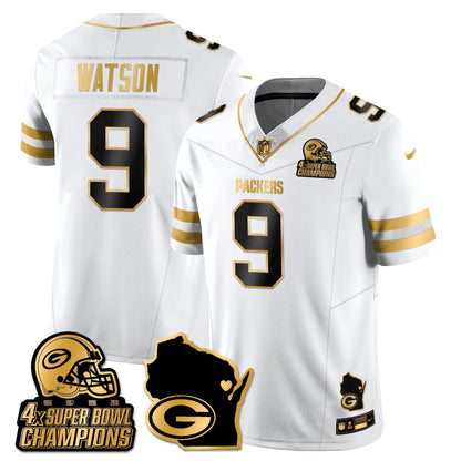 GB 4-Time Champions Patch Vapor Limited Gold Jersey - Stitched