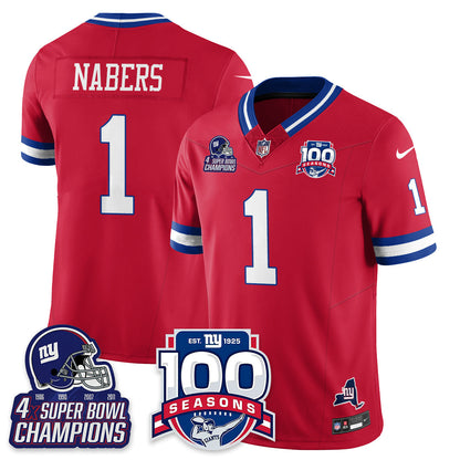NYG 4-Time Champions Vapor Limited Jersey- 100th Season - Stitched