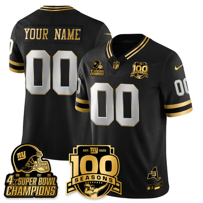 NYG 4-Time Champions Limited Gold Jersey V2- 100th Season - Stitched
