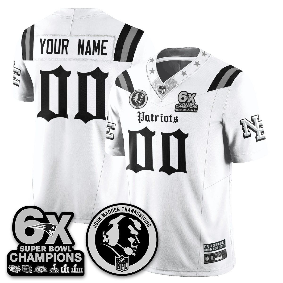 NE Gothic 6x Champions Patch Vapor Limited Jersey - John Madden Patch - Stitched