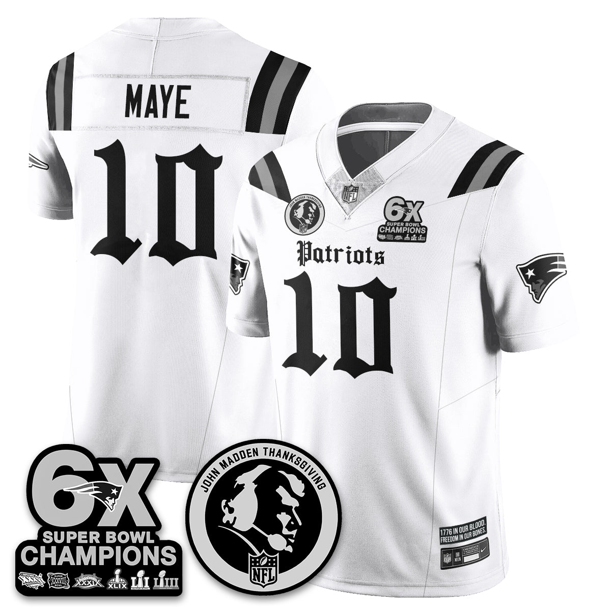 NE Gothic 6x Champions Patch Vapor Limited Jersey - John Madden Patch - Stitched