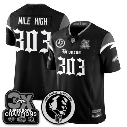 DEN Gothic 3x Champions Vapor Limited Jersey - John Madden Patch - Stitched