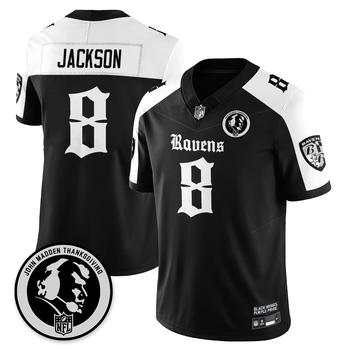BAL Gothic Vapor Limited Jersey - John Madden Patch - All Stitched