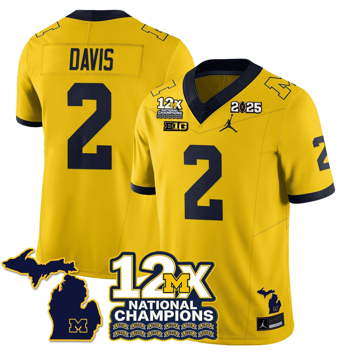 MICH 12x-Time National Champions Vapor Limited Football Jersey - Stitched