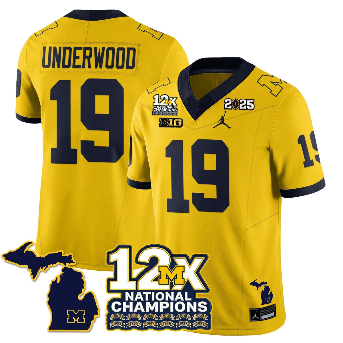 MICH 12x-Time National Champions Vapor Limited Football Jersey - Stitched
