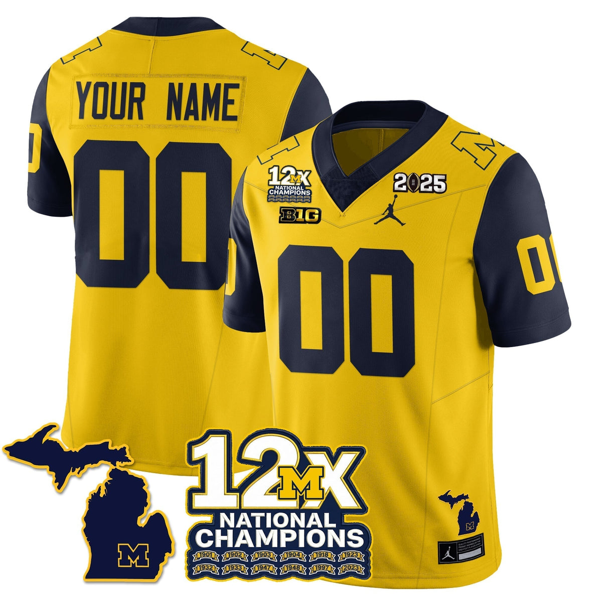 MICH 12x-Time National Champions Vapor Limited Football Jersey - Stitched