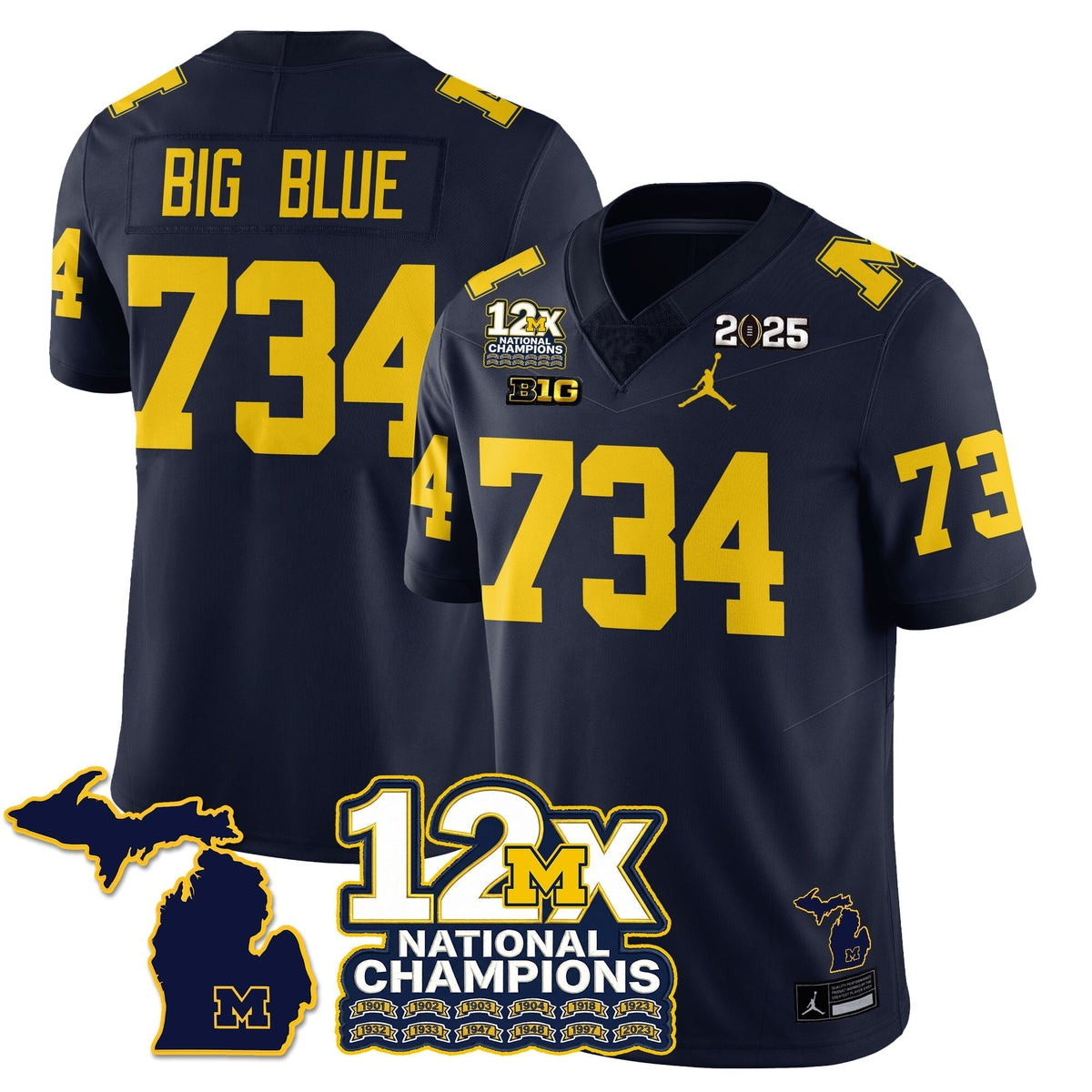 MICH 12x-Time National Champions Vapor Limited Football Jersey - Stitched