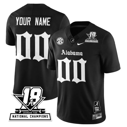 BAMA 18x-Time National Champions Gothic Vapor Limited Custom Jersey - Stitched
