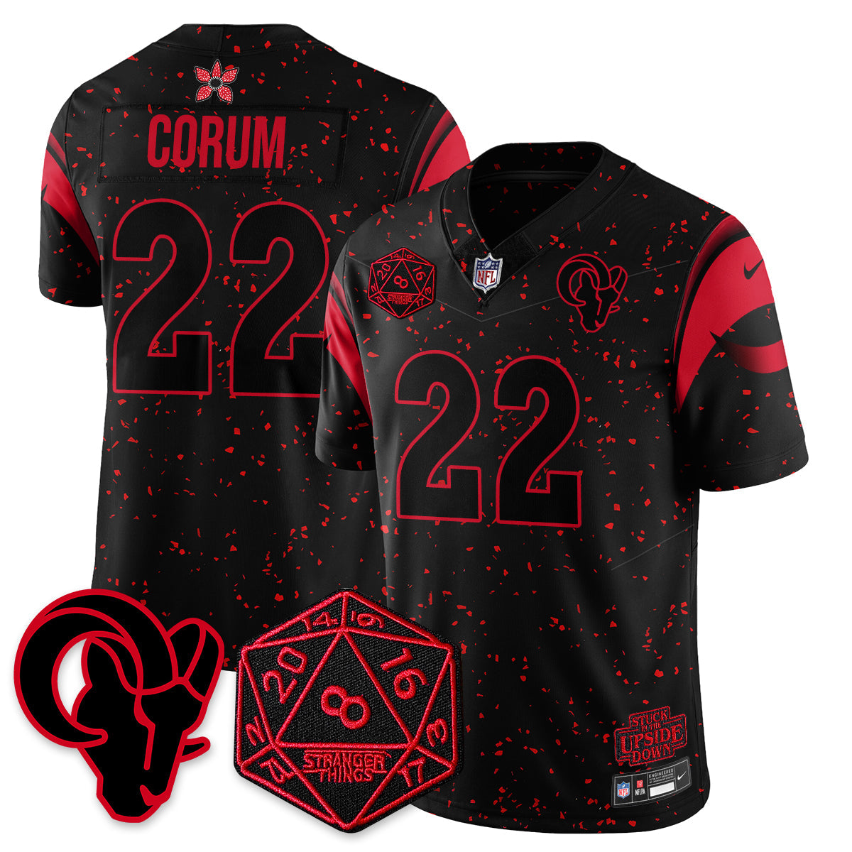 Los Angeles Rams Stranger Things Vapor Limited Jersey - All Stitched