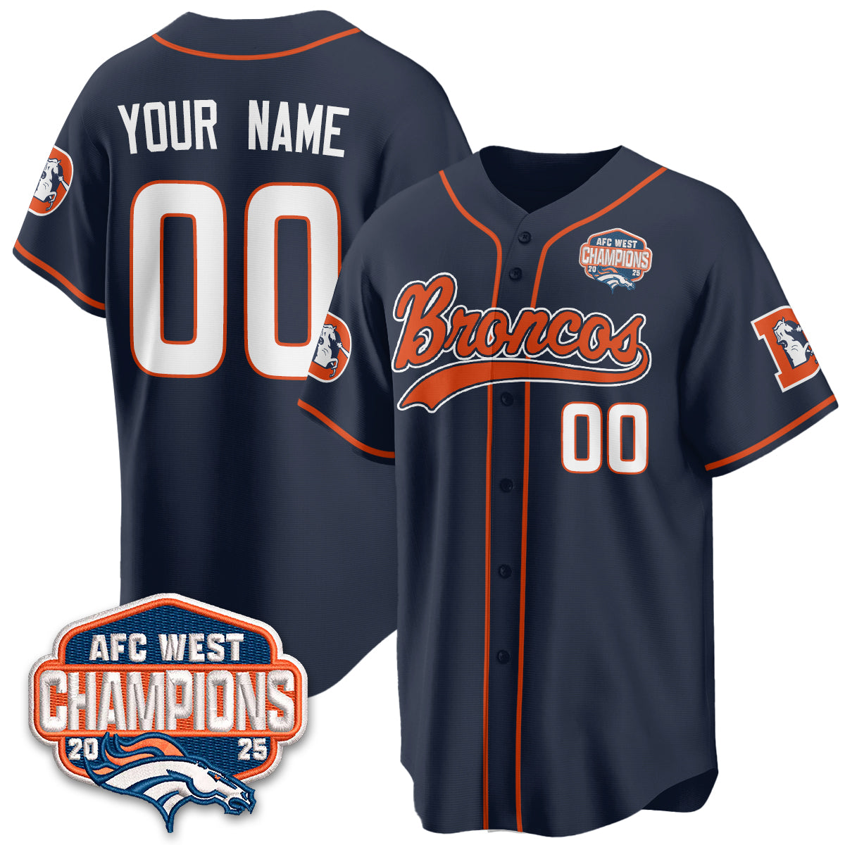 DEN AFC West Division Champions Vapor Limited Baseball Custom Jersey - Stitched