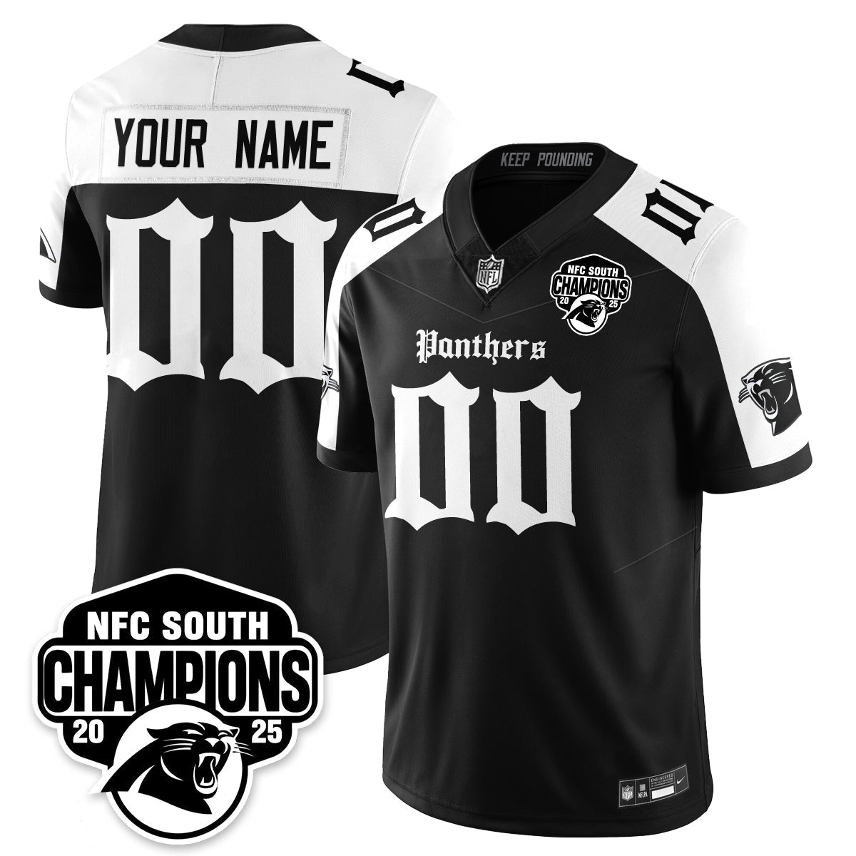 Custom CAR Gothic NFC South Division Champions Vapor Limited Gothic Jersey - Stitched