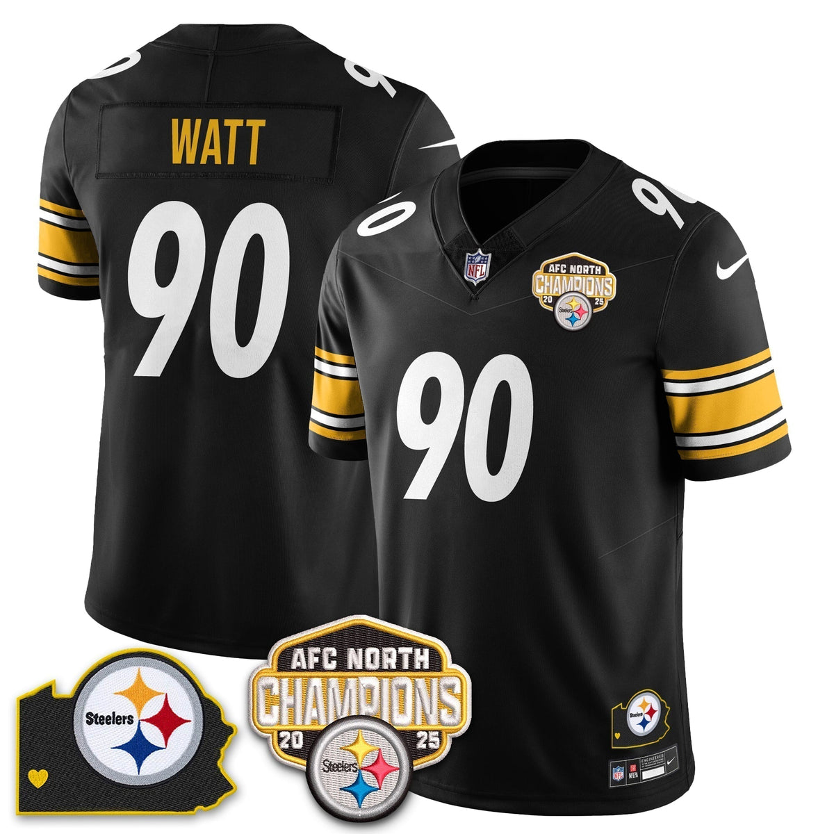 PIT AFC North Division Champions Vapor Limited Gold Jersey N2 - Stitched