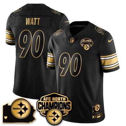 PIT AFC North Division Champions Vapor Limited Gold Jersey N2 - Stitched
