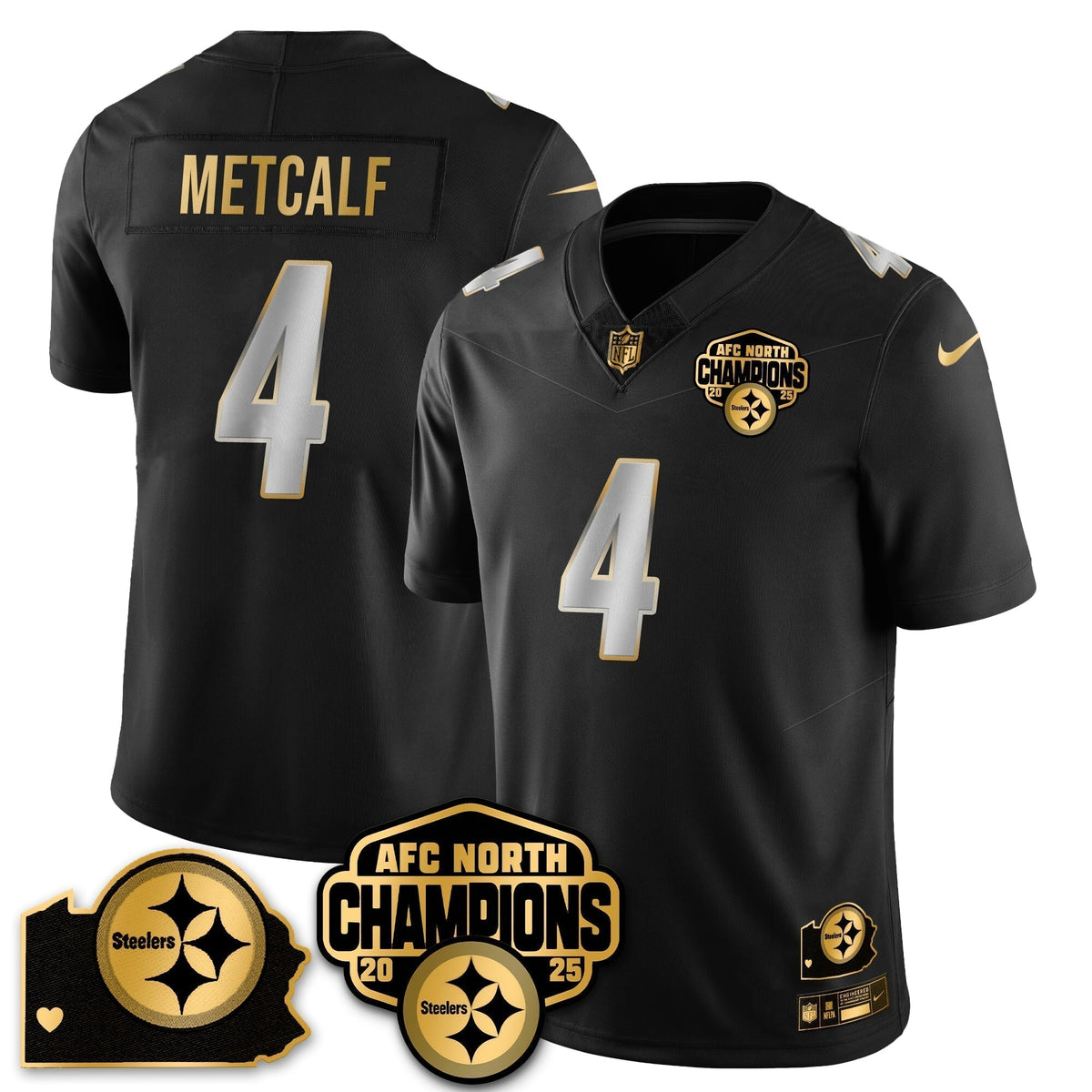 PIT AFC North Division Champions Vapor Limited Gold Jersey N2 - Stitched