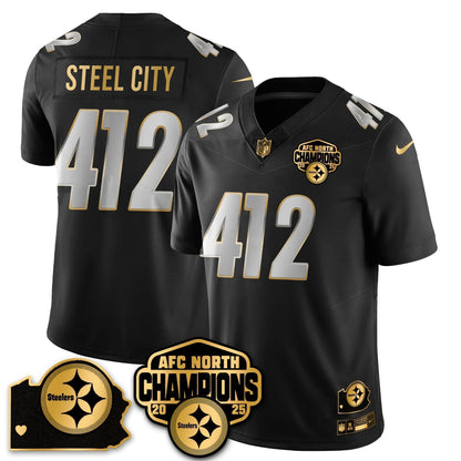 PIT AFC North Division Champions Vapor Limited Gold Jersey N2 - Stitched