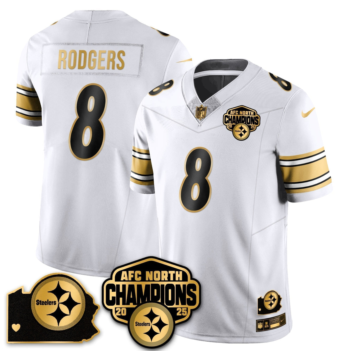 PIT AFC North Division Champions Vapor Limited Gold Jersey N2 - Stitched