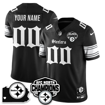 PIT Gothic AFC North Division Champions Vapor Limited Custom Jersey - Stitched