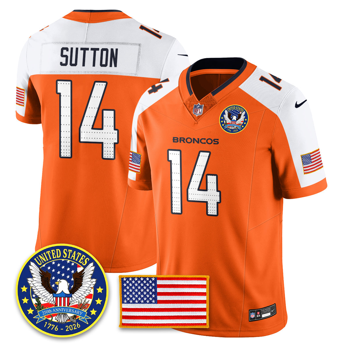 DEN "United States 250th Anniversary Patch" Vapor Limited Jersey - Stitched