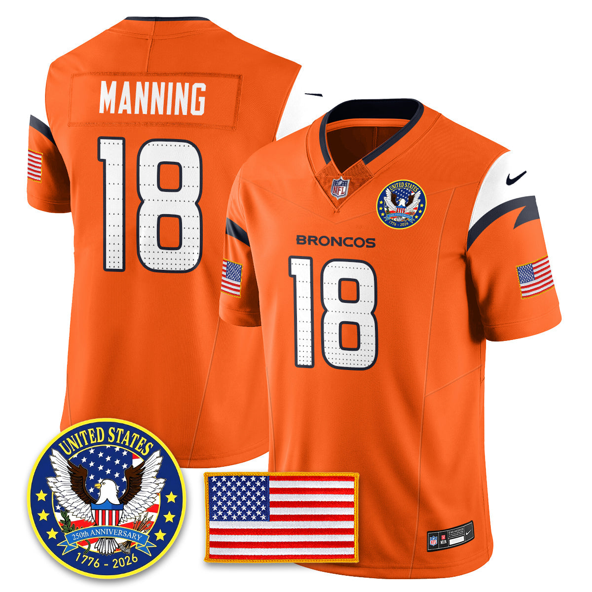 DEN "United States 250th Anniversary Patch" Vapor Limited Jersey - Stitched