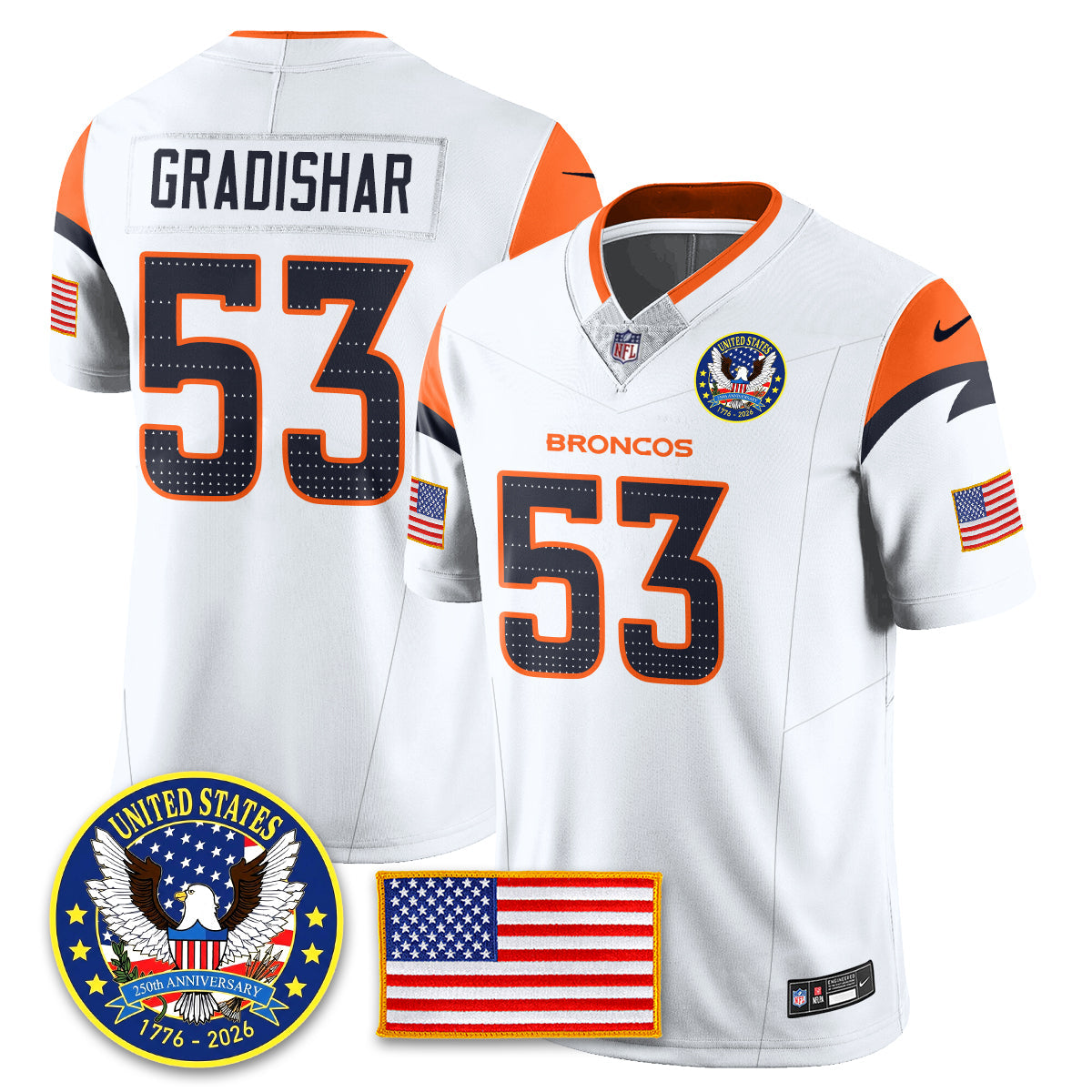 DEN "United States 250th Anniversary Patch" Vapor Limited Jersey - Stitched