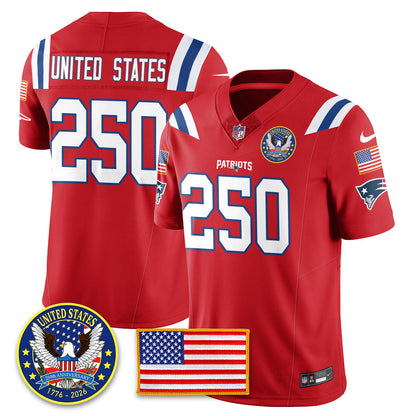 NE "United States 250th Anniversary Patch" Vapor Limited Jersey - Stitched