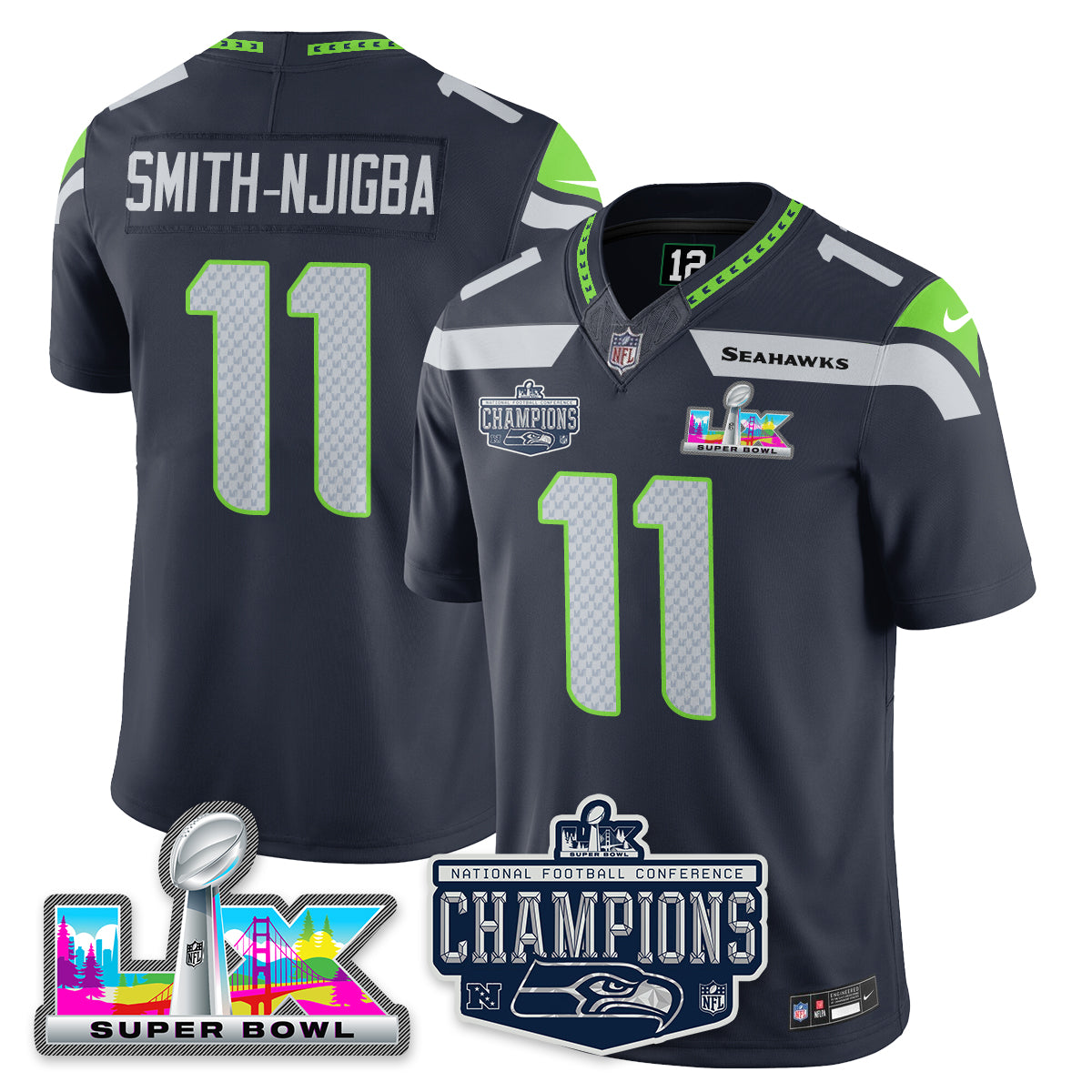 SEA 2025 NFC Champions Vapor Limited Jersey - Stitched