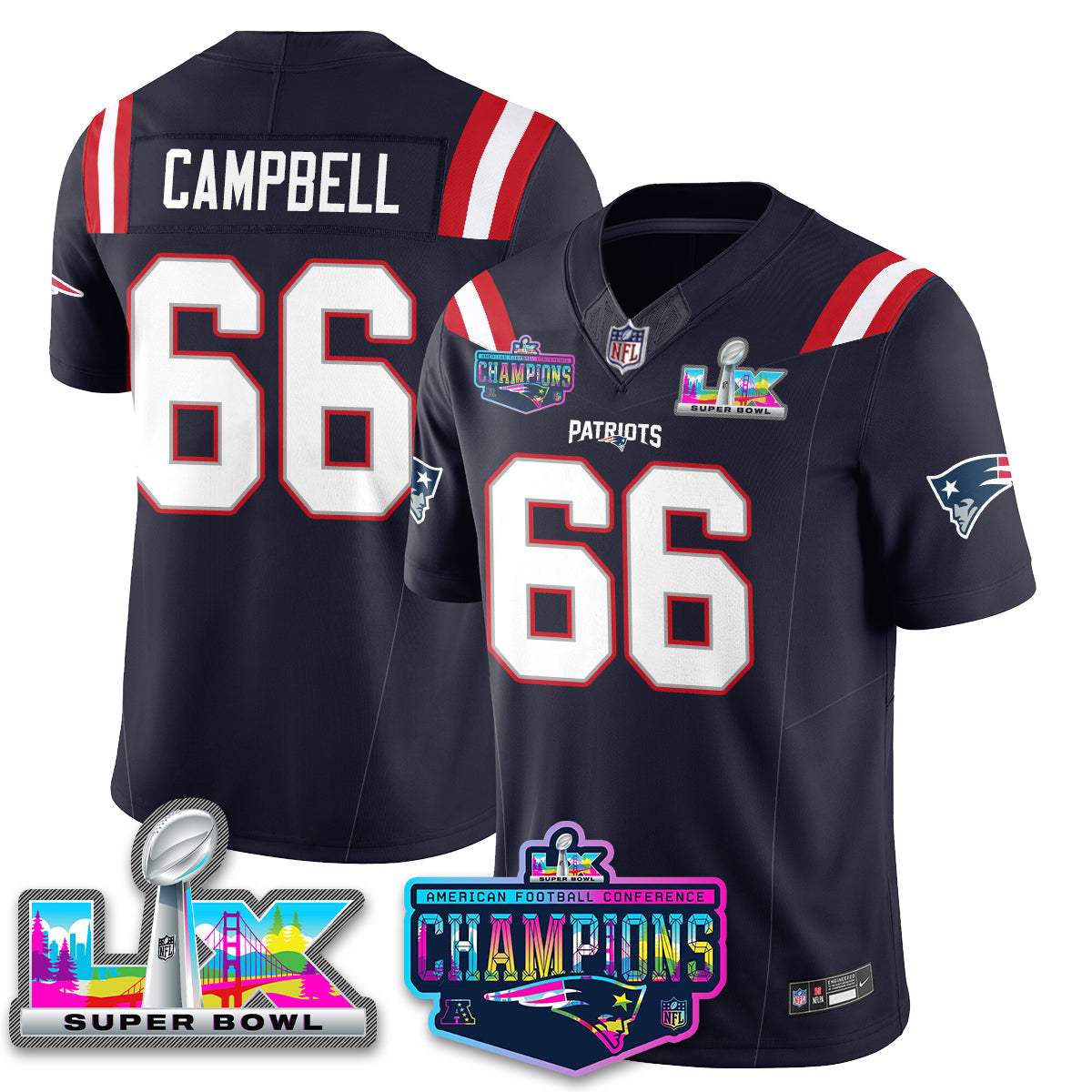 Men' NE 2025 Vapor Jersey - AFC Champions Limited Patch - Stitched n15