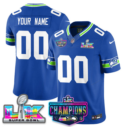 Custom SEA 2025 Vapor Limited Jersey - NFC Champions Limited Patch - Stitched