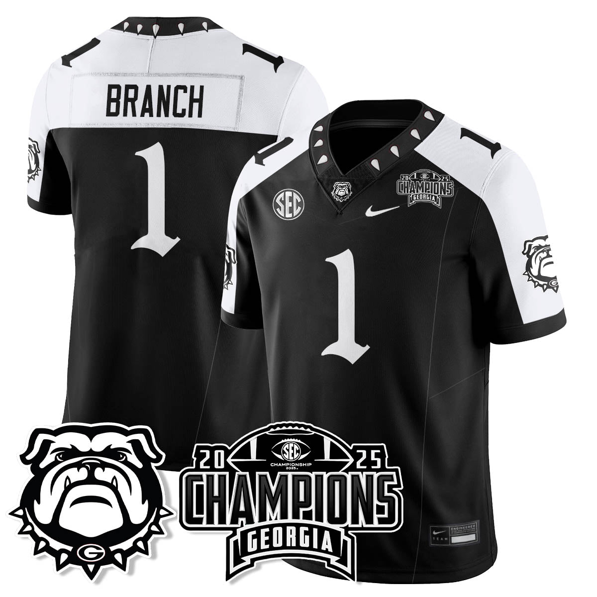 Georgia Bulldogs Gothic Vapor Limited Jersey - SEC Football Champions - All Stitched