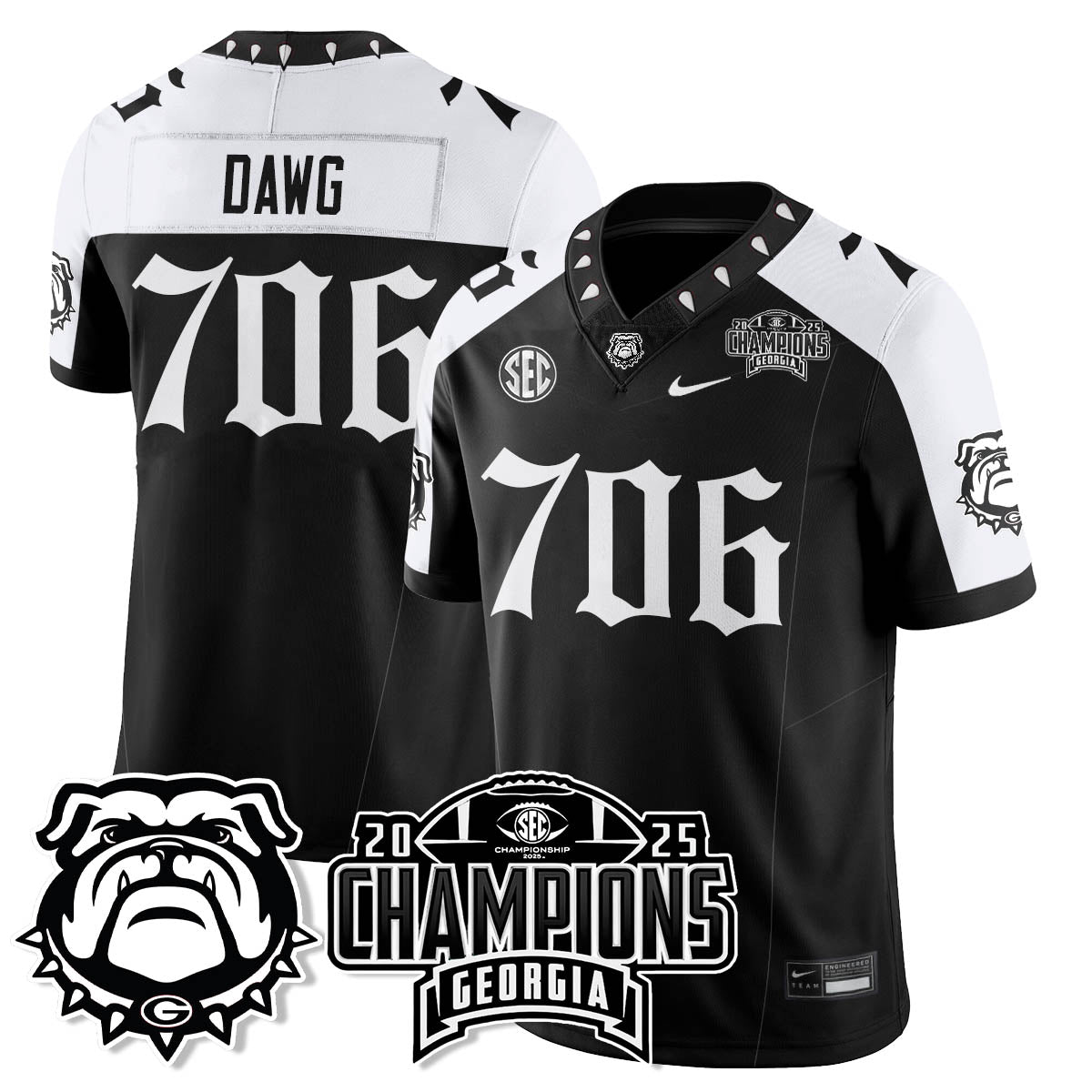 Georgia Bulldogs Gothic Vapor Limited Jersey - SEC Football Champions - All Stitched